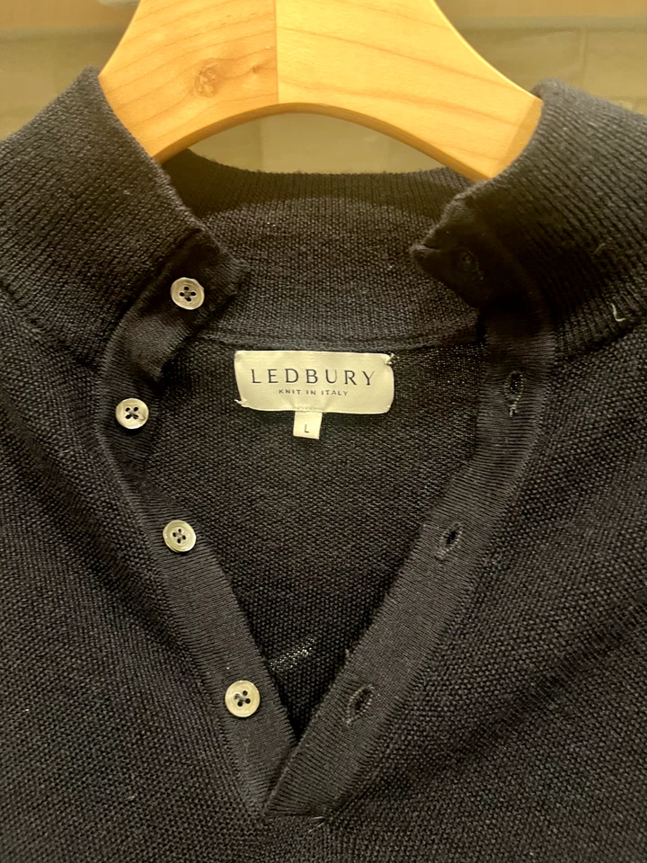 Suéter Ledbury Henley de Lana Merino Abotonada Azul Marino Grande Foto 3 de 4
