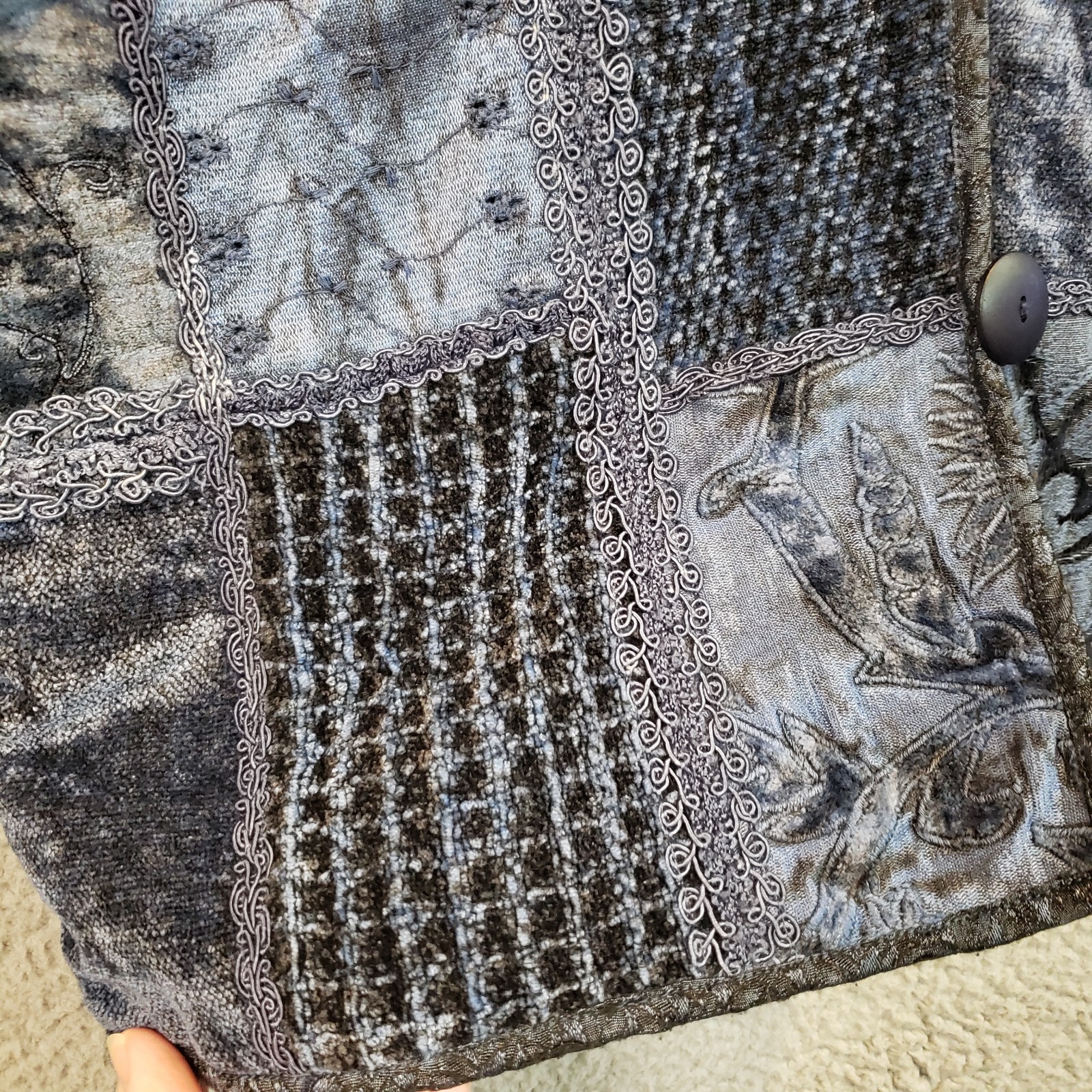 Flashback Velvet Patchwork Jacket Womens M Blue C… - image 3