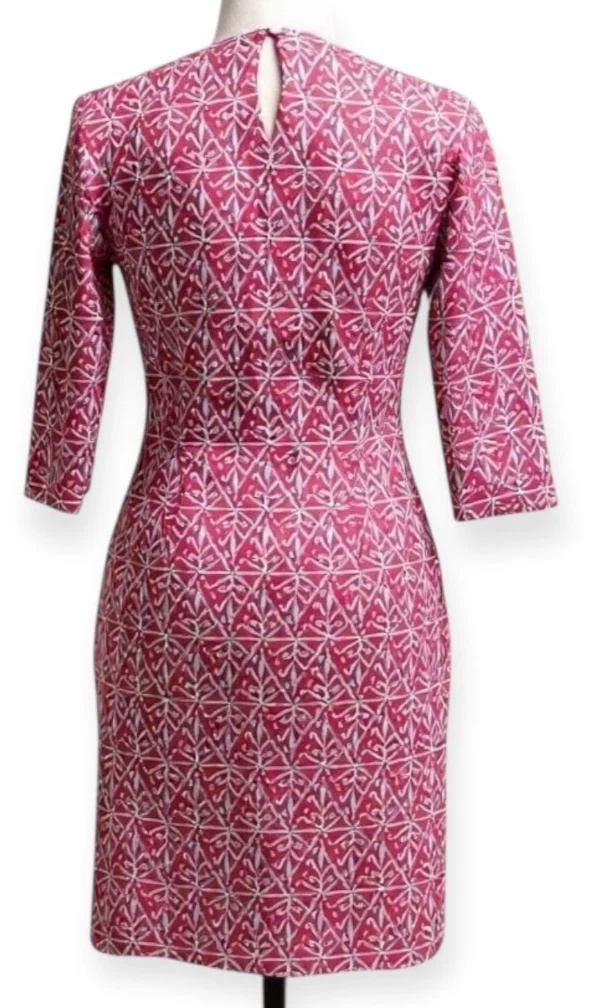 VETEMENTS Abito tubino donna J. McLaughlin rosa blu stampa geometrica taglia small tasche