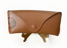 Authentic Ray-Ban Brown Leather Eyeglass Case Vintage With Cleaning Cloth