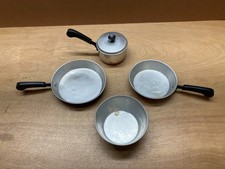 Vintage Revere Ware Miniature Cookware 4-Pc Set Pots Pan Lid Stainless Copper