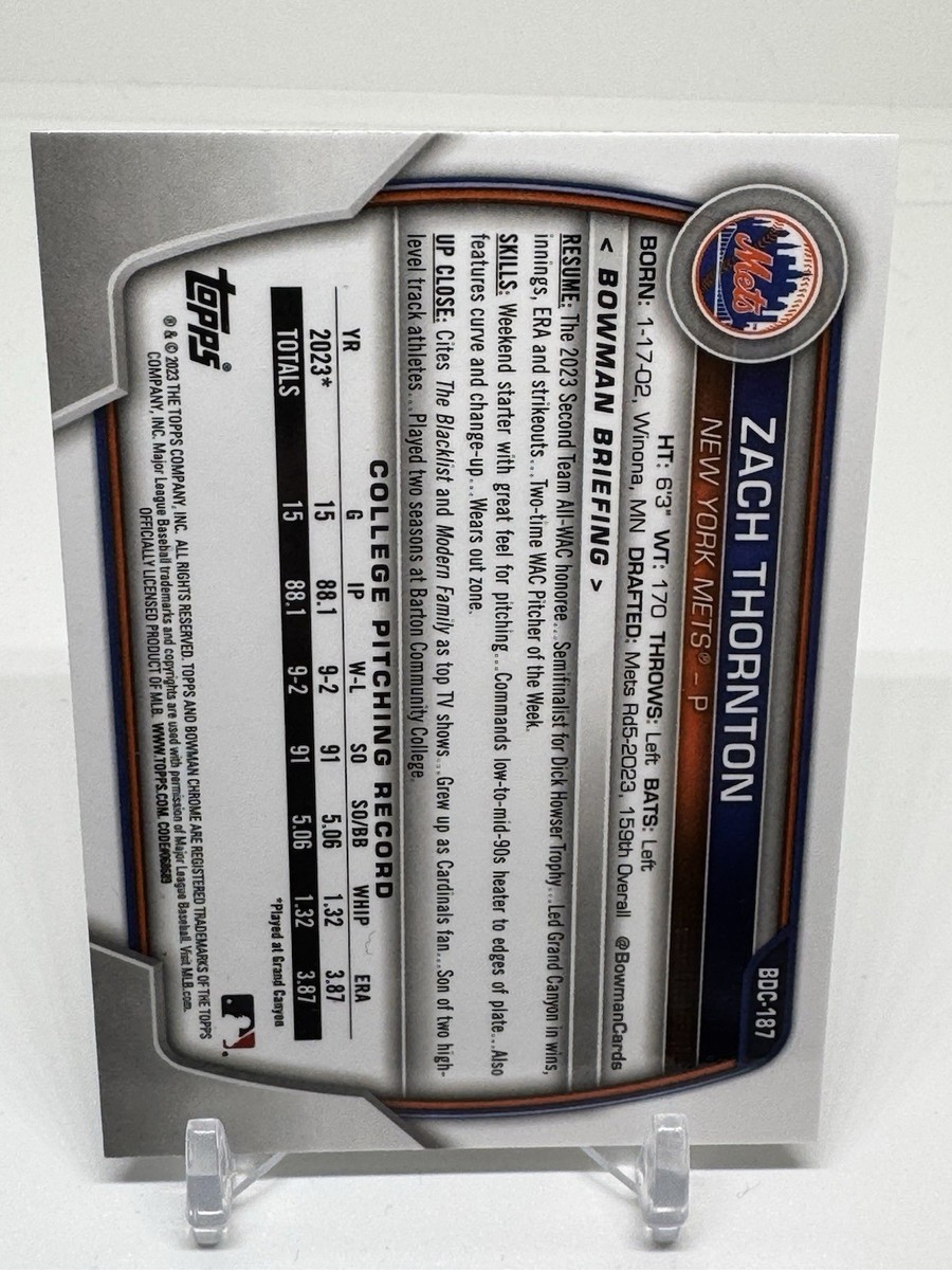 2023 1st Bowman Fushia Refractor /199 Zach Thornton BDC-187 Signed