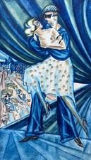 RARE: Emma Lalaeva; 'Tango', 1925. Original Georgian Avant Garde Watercolor