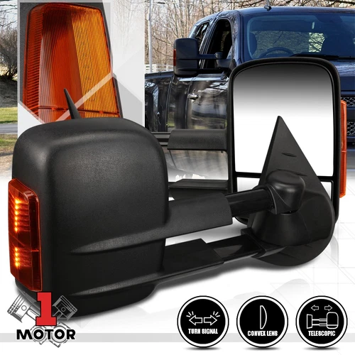 [Pair] Manual Extendable LED Signal Towing Side Mirror for 07-14 Suburban/Yukon
