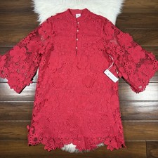 J.Marie Women's Size Small Red Seraphina Floral 3D Lace Long Sleeve Dress