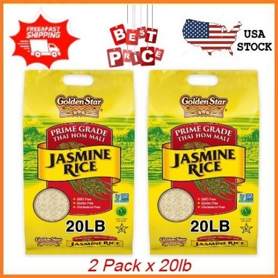 NEW 2 pack Golden Star Thai Hom Mali Jasmine Rice, 20 lbs