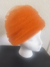 Vintage Rare Miss Dior 60s Orange Tulle Mesh Pillbox Turban Hat Christian Dior
