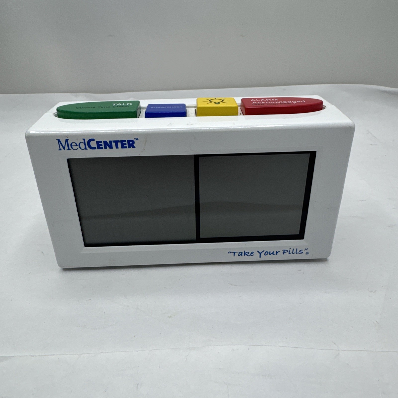 MEDCENTER MED CENTER TALKING ALARM CLOCK MEDICATION PILL REMINDER NO POWER CORD