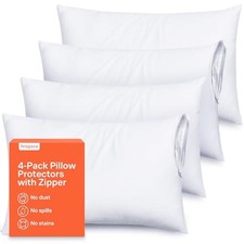 Ultra Soft Pillow Protectors with Zipper Standard Size - Set of 4 Breathable