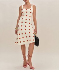 Women Reformation Square Neck Polka Dot Tank Midi Dress Size S
