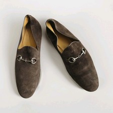 Vintage Gucci Men's Chocolate Brown Leather Suede Horsebit Loafers 260527 Sz 13