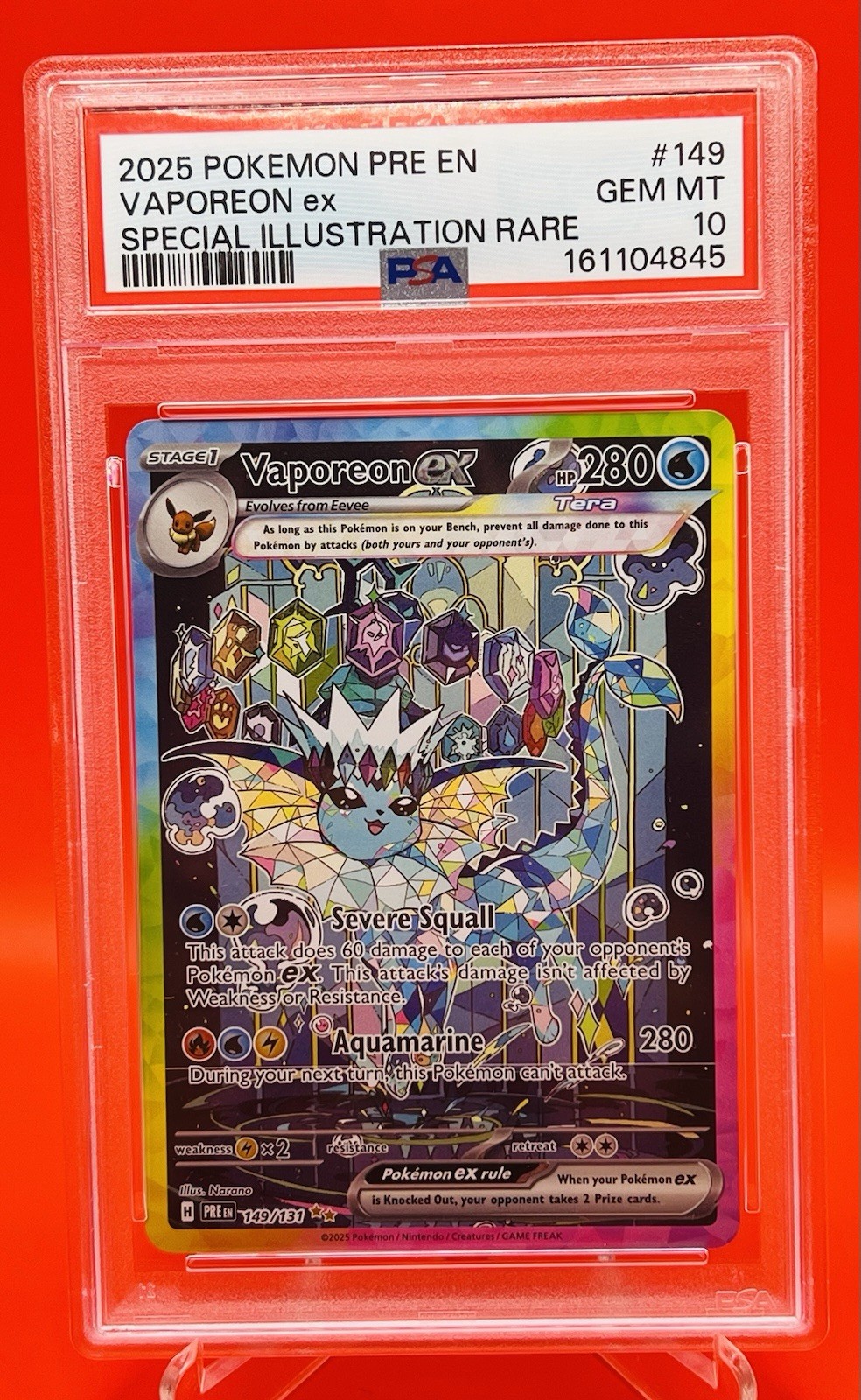 2025 POKEMON PRISMATIC EVOLUTIONS SPECIAL ILLUSTRATION RARE VAPOREON EX PSA 10
