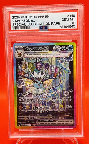 2025 POKEMON PRISMATIC EVOLUTIONS SPECIAL ILLUSTRATION RARE VAPOREON EX PSA 10