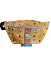 MCM Waist Pouch Bag Brown PVC logo plate unisex Used Body Bag