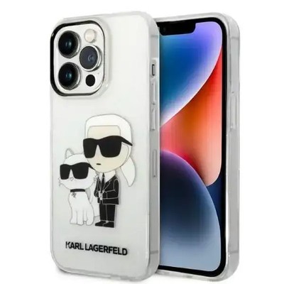 Karl Lagerfeld Hülle für iPhone 14 Pro Hülle Klar Case Gliter Karl&Choupette