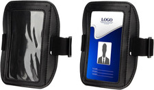 2 Pcs Arm Badge Holder for Men, Leather Clear Window ID Armband Adjustable Badge