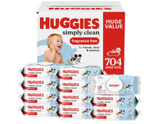 Huggies Simply Clean Unscented Baby Wipes, 11 Flip-Top Packs 704 Wipes Total 