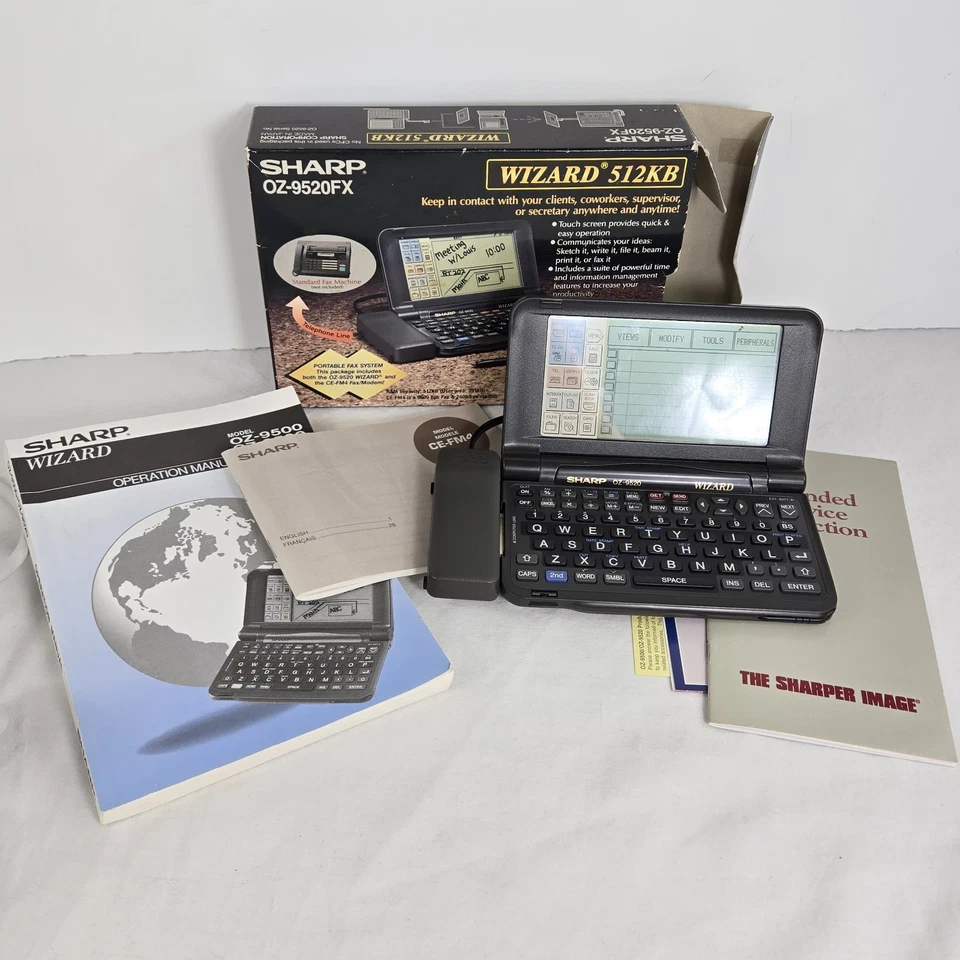 Sharp Wizard OZ-9520FX Black 512kb Data Handheld Digital Organizer Planner w/Box - Image 4 of 4