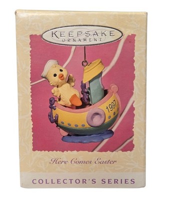 1997 Hallmark Keepsake Collector's Series Here Comes Easter Duck Boat Ornament