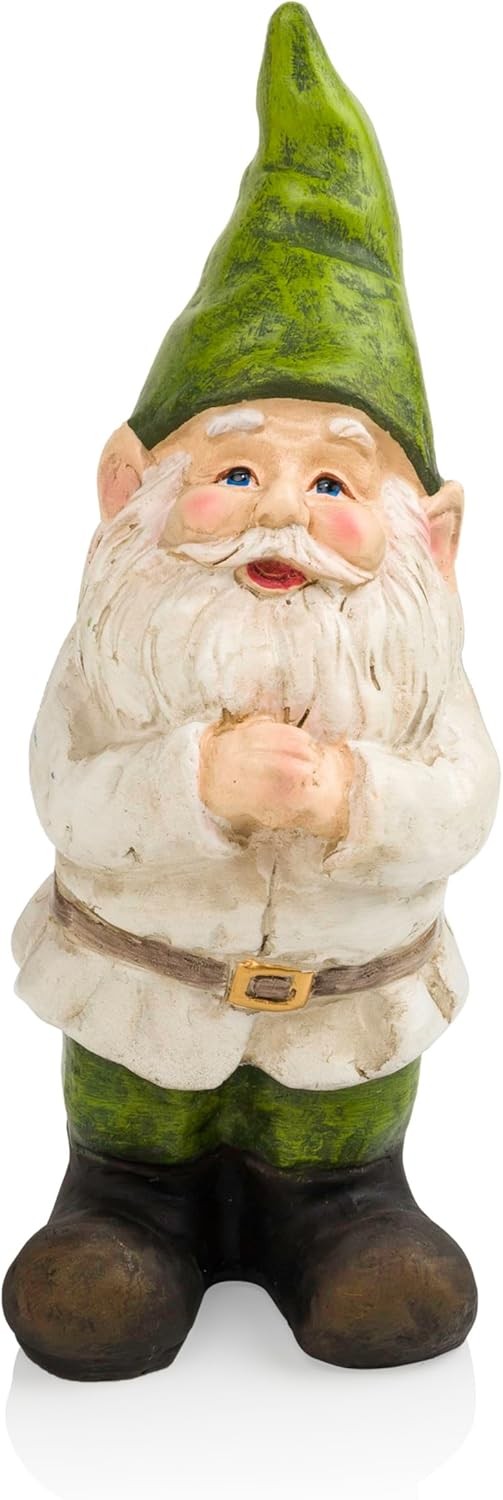 12-Inch Tall Outdoor Garden Gnome Statue for Lawn and Yard Decor by Alpine Corporation