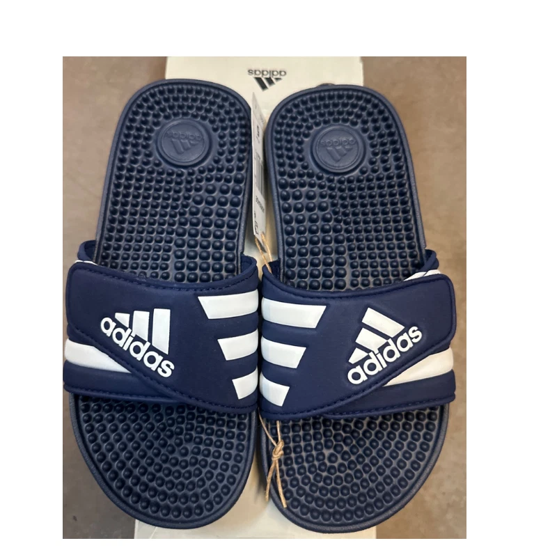 Sandali Adidas Adissage Slides giovani taglia 4 blu navy bianco regolabili