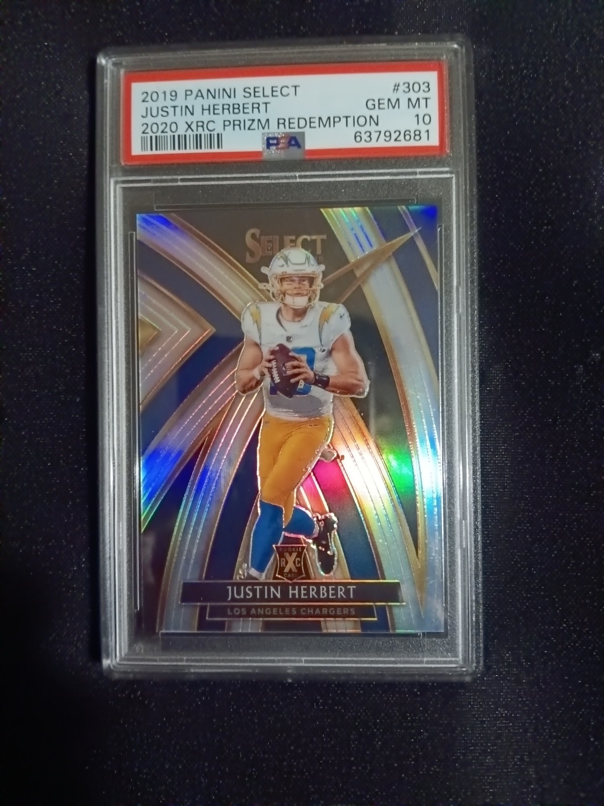 2019 PANINI SELECT 2020 XRC PRIZM REDEMPTION #303 JUSTIN HERBERT PSA 10
