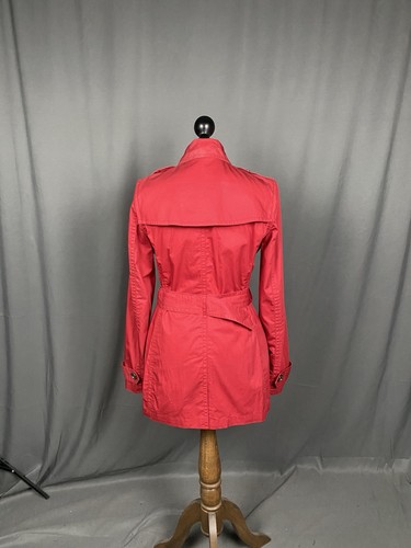 Burberry Nova Check Women's Red Double Breasted Trench Pea Coat Size UK 10 US 8 - Afbeelding 6 van 16