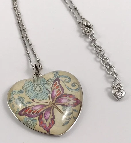 OFF WHITE Collana con ciondolo cuore farfalla in pensione Brighton placcato argento multicolore #913