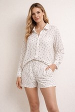 NWT Loft Sleep Notch Collar Shirt and Shorts Set Size M