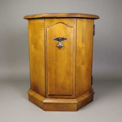 Vintage Octagonal Solid Wood End Side Table 20''T Commode Cabinet Storage Unique