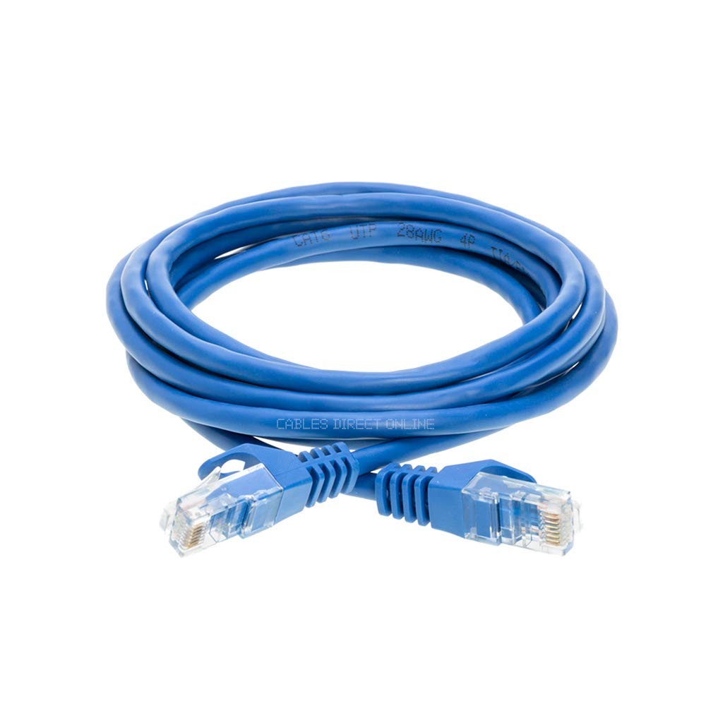 3-Pack Snagless Cat5e Ethernet Cable Blue 15ft High-Speed Patch Cords