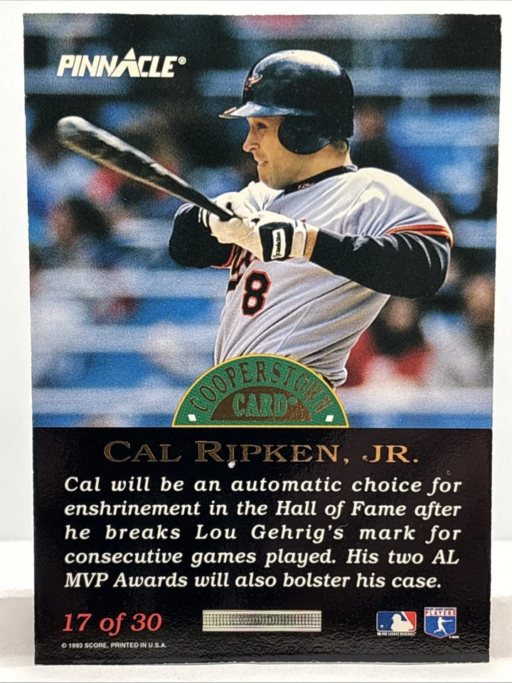 93 Pinnacle não dufex Cooperstown lançamento Cal Ripken Jr 17 de 30 Estado perfeito! Inv124 - Imagem 2 de 2