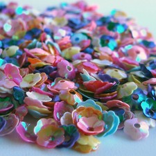 Sequins 6mm Mixed Colors Lustre Flowers Cupped 200 pieces Loose