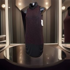 LATINO PARIS RED/ BLACK STRETCH LUREX MINI DRESS ONE SIZE