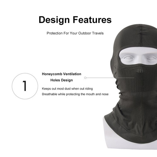 Motorcycle Balaclava Face Mask Neck Tube Warmer Breathable Sun Hood Headwear - Foto 8 di 15
