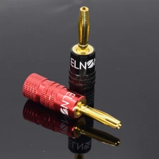 8pcs ELNONE One-piece Integrate Gold Plated 4mm Banana Male Plug Audio Connector