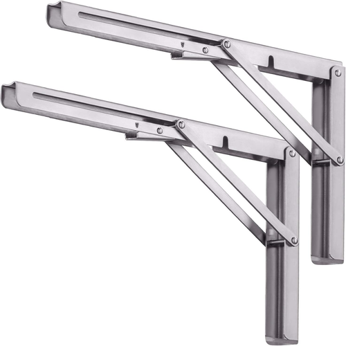 24 Inch Folding Shelf Brackets, Pynsseu Heavy Duty Stainless Steel Collapsible S - Picture 9 of 12