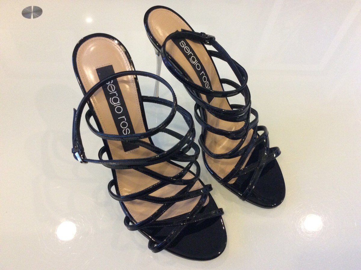 Sergio Rossi Women's Godiva Black Patent Leather Strappy