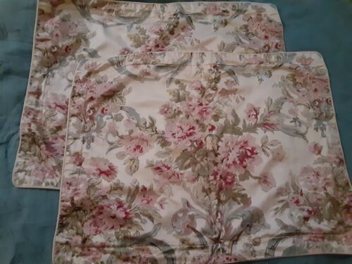 2 Chaps Ralph Lauren WELBOURNE Floral Stripe Ticking Pillow Shams ~ Standard - Picture 1 of 12