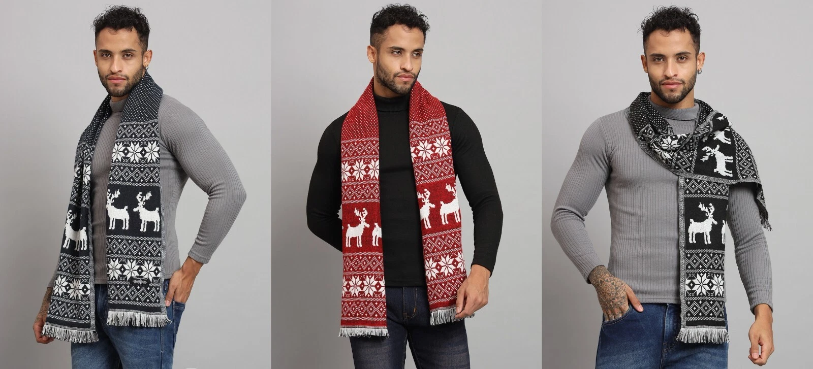 Hanwoven Super Soft Men's Muffler Winter Warm Wool Scarf Neck Wrap Stole Dear