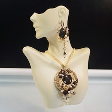 European Artisan Beaded Choker Necklace Earrings Set Boho Festival Hippie