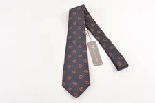Hickey Freeman NWT Boys Neck Tie Black W/ Orange Blue Plaisley 100% Silk