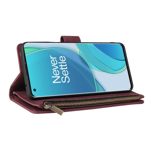 For Oneplus 7 7T 8 9 Pro Magnetic Flip Stand Cover Leather Zip Wallet Phone Case - Picture 6 of 17