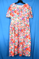 VTG FLORAL COTTON SHIFT DRESS Cottagecore Prairie FULL BUTTON-DOWN SKIRT sz 12