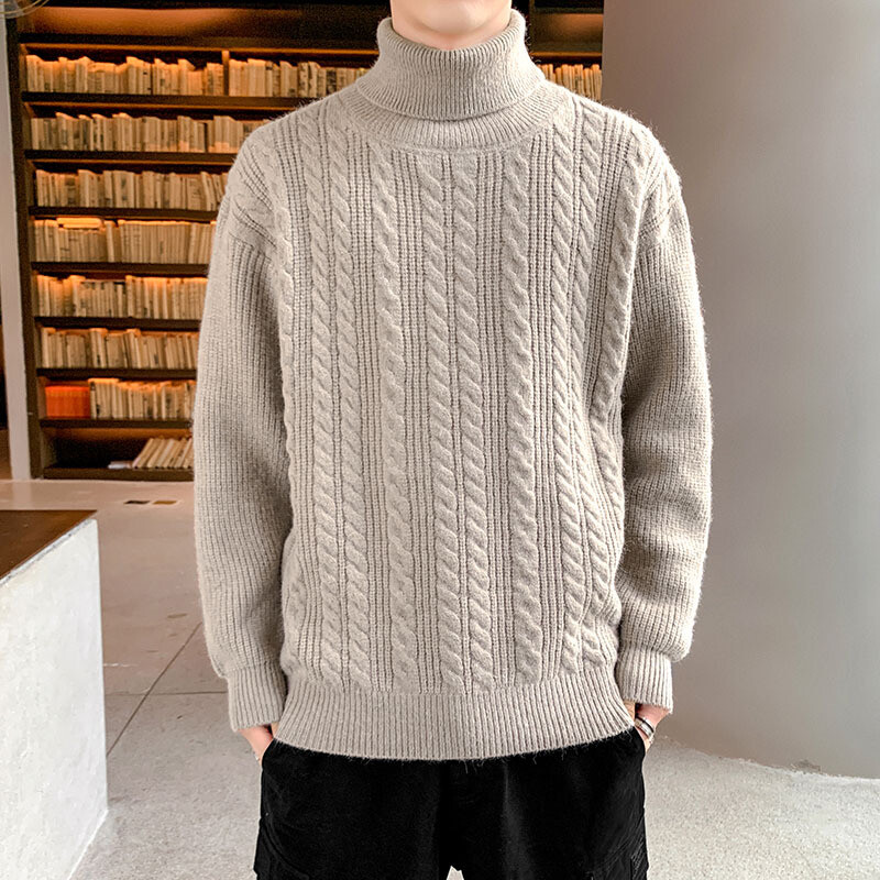 Mens Turtleneck Sweater Loose Fit 