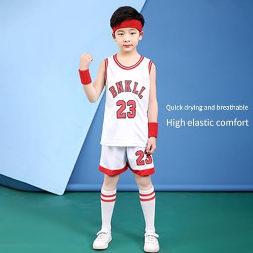 6-16Years Youth Basketball Sports Jerseys 23# for Boys Girls 6 Years White - Picture 4 of 7