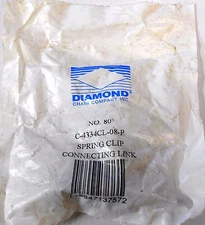 DIAMOND, NO. 80, SPRING CLIP CONNECTING LINK, C-4334CL-08-P, LOT OF 4