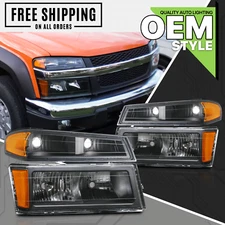 Black Amber Corner Headlight+Bumper Lamp fit 2004-2012 Chevy/GMC Colorado/Canyon