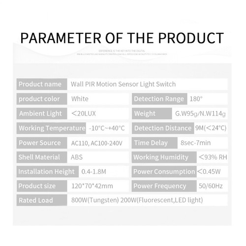 Auto On/Off Sensor Switch Motion Infrared PIR Occupancy Vacancy Wall Light Lamp - Picture 9 of 12