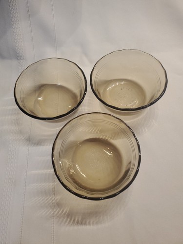 PYREX 463 Vtg Set of 3 Custard Ramekin Cups 6oz Amber Smoky Brown ...